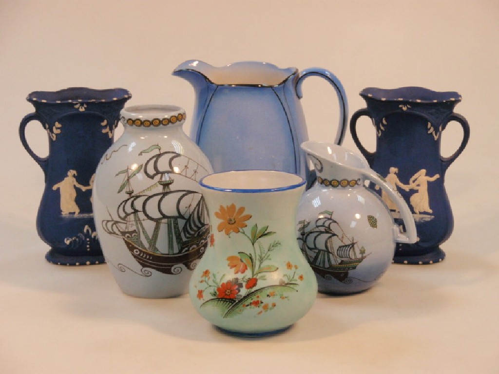 Appraisal: Falcon ware vases mainly in blue