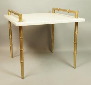 Appraisal: Decorator Italian Side Table Faux bamboo and ma Decorator Italian