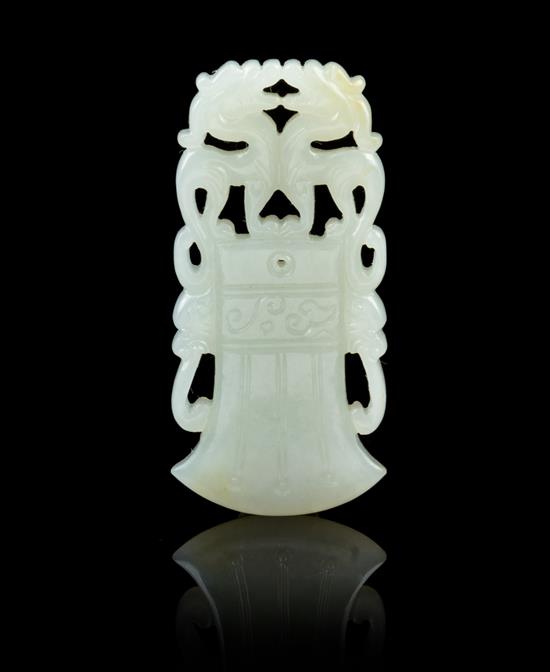 Appraisal: Sale Lot A Chinese Jade Axe-Form Pendant th th century