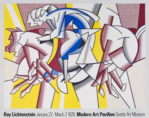 Appraisal: ROY LICHTENSTEIN after Red Horsemen Color screenprint poster x mm