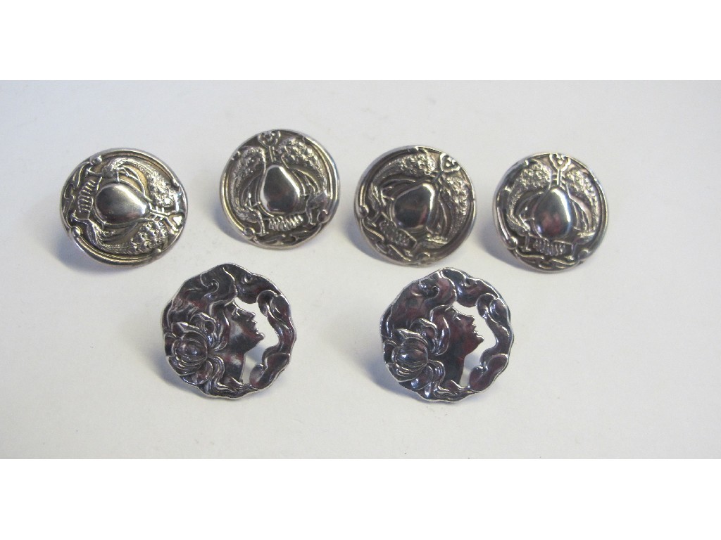 Appraisal: Lot comprising pair of Art Nouveau silver buttons Birmingham and