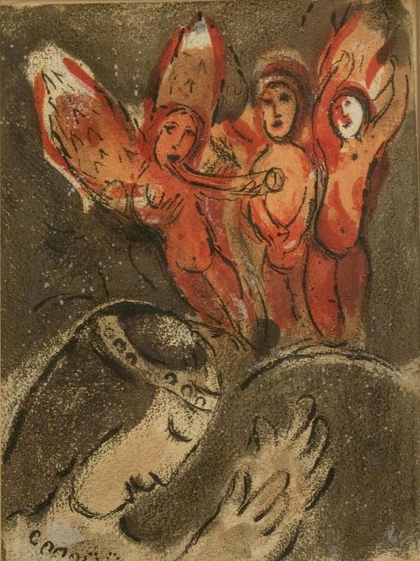 Appraisal: Mark Chagall Sarah and the Angels Lithograph From Drawings for