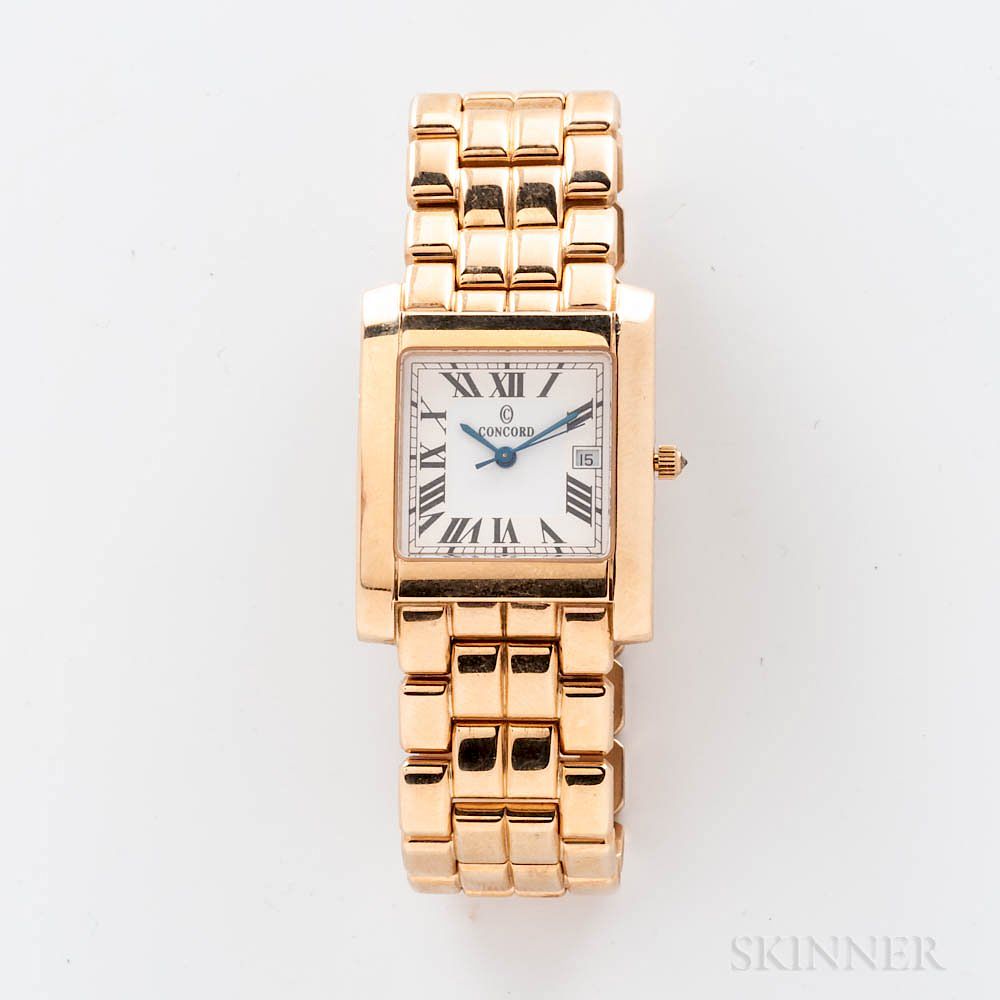 Appraisal: Concord kt Gold Tank-style Quartz Wristwatch Concord kt Gold Tank-style