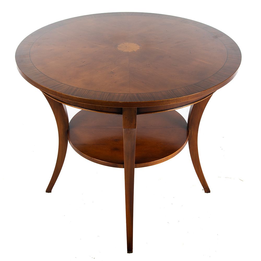 Appraisal: Continental Style Mixed Wood Center Table Circular top with birds