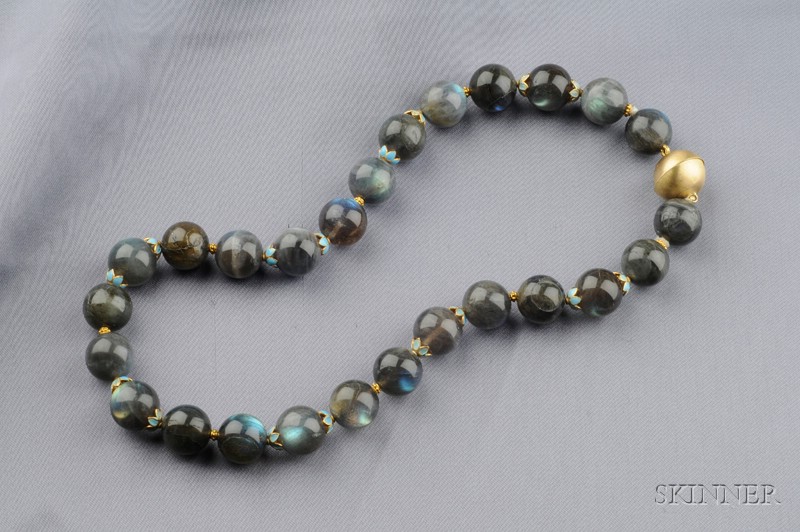 Appraisal: Labradorite Bead Necklace composed of twenty-six beads each measuring approx