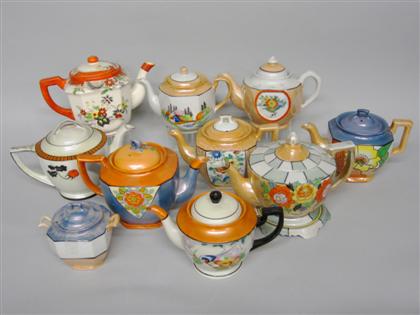 Appraisal: Collection of lustre porcelain teapots Some with floral and landscape