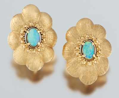 Appraisal: A Pair of Estate White Opal Ear Clips k yellow