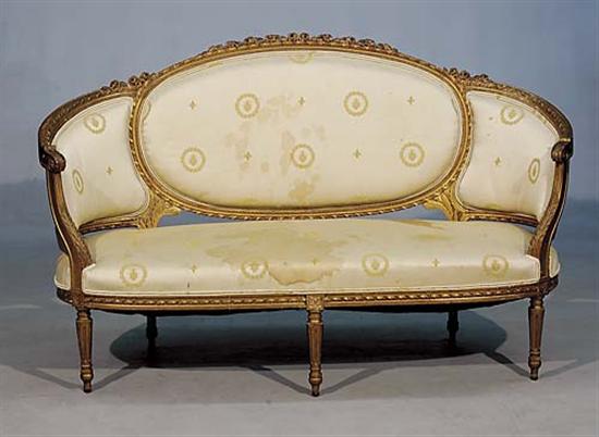 Appraisal: Louis XVI style carved giltwood canape circa molded and carved