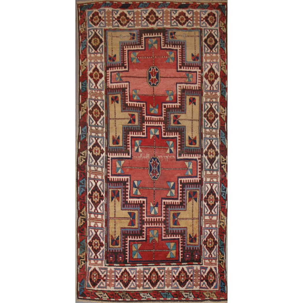 Appraisal: Derbend Rug North Caucasus circa Two polychrome stepped medallions are