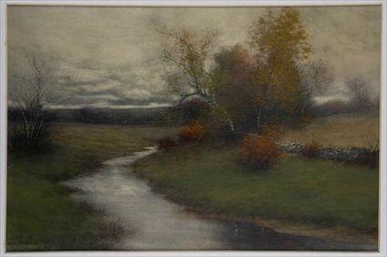 Appraisal: GAY GEORGE HOWELL AUTUMN LANDSCAPE WITH STREAM Watercolor on paper