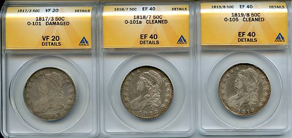 Appraisal: Bust Half Dollars C O- VF Details Damaged ANACS C