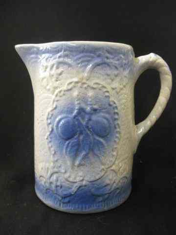 Appraisal: Blue White Stoneware Pitcher peach decoration ''