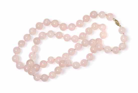 Appraisal: A Single Strand Rose Quartz Bead Necklace consisting of beads