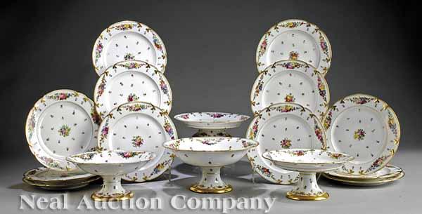 Appraisal: An Edouard Honor Paris Polychrome and Gilt-Decorated Porcelain Dinner Service