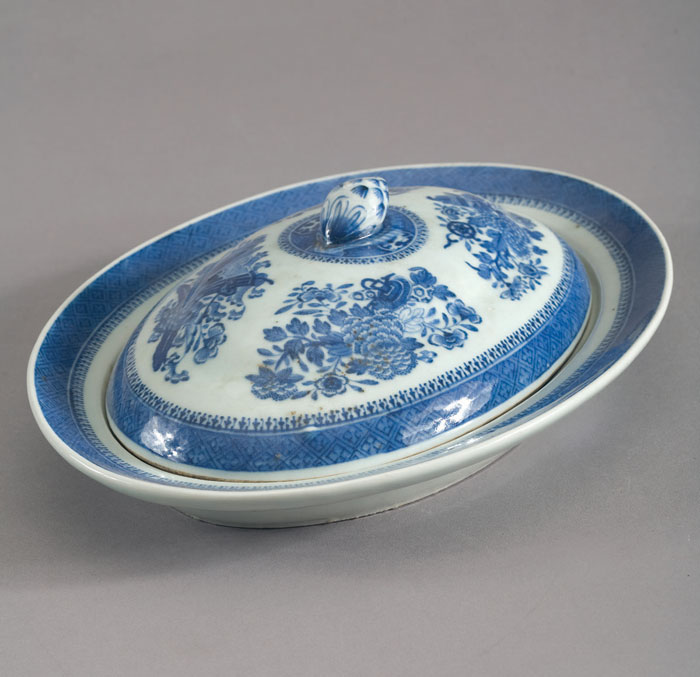 Appraisal: TWO BLUE FITZHUGH GRADUATED OVAL COVERED VEGETABLE DISHES WITH BERRY