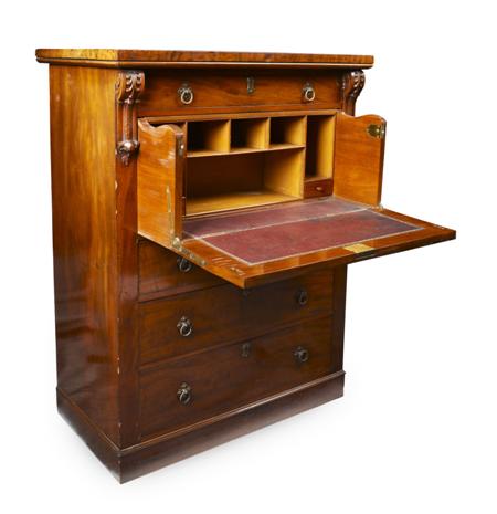 Appraisal: A Victorian Scottish mahogany secretaire chest By John Taylor Edinburgh