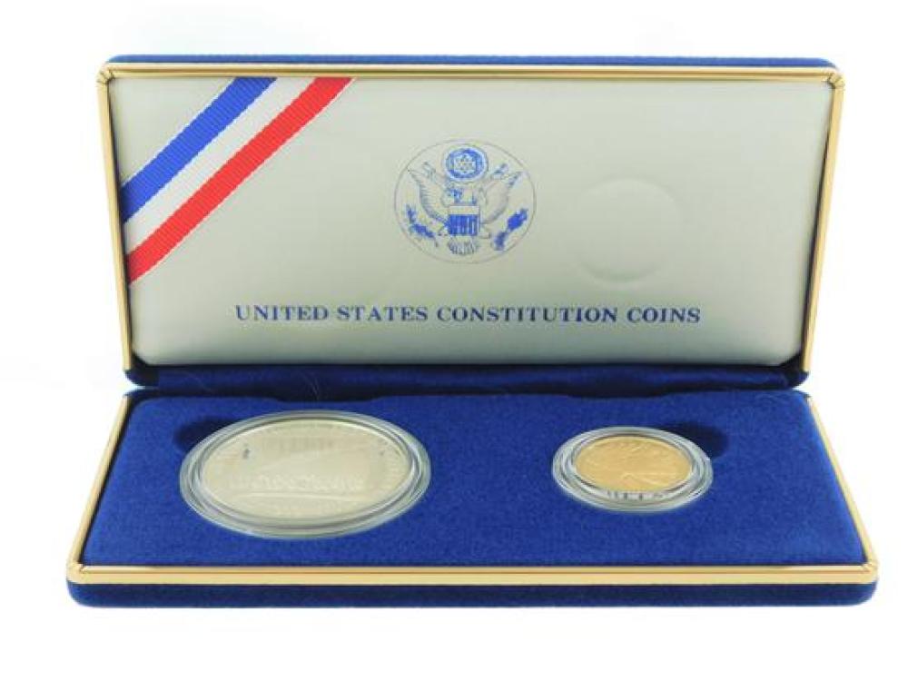 Appraisal: COINS Constitution two coin set in Proof Includes gold and