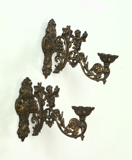 Appraisal: Set of Four Continental Patinated Gilt-Brass Bracket Sconces fourth quarter