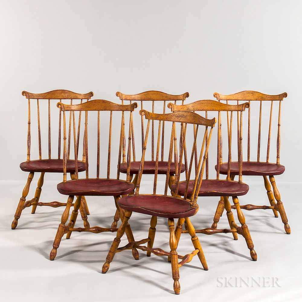 Appraisal: Set of Six Painted Pennsylvania-type Windsor Chairs Set of Six