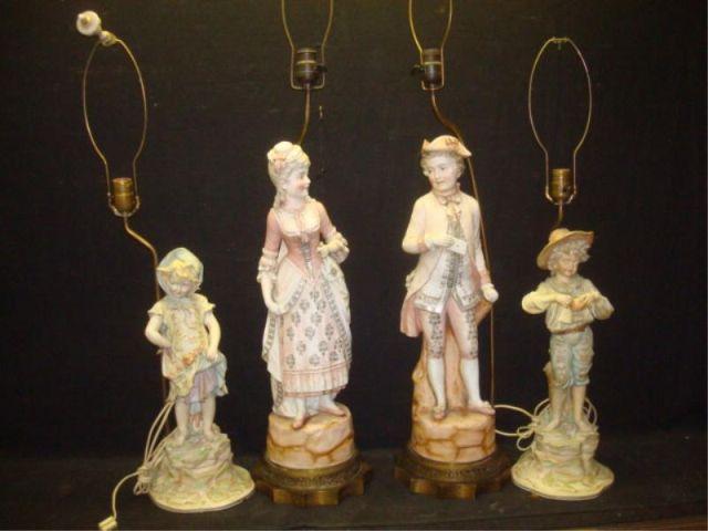 Appraisal: Pairs of Bisque Figural Lamps From a Valley Stream estate