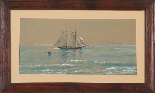 Appraisal: Seascape with ship watercolor x sight SLR Edmund D Lewis