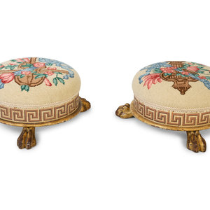 Appraisal: A Pair of Neoclassical Style Painted and Parcel Gilt Foot