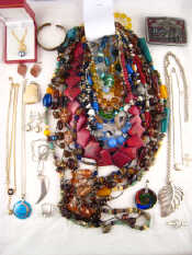 Appraisal: A mixed lot of beaded jewellery together with white metal