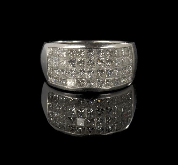 Appraisal: Good Platinum and Diamond Lady's Wide Band Ring the polished