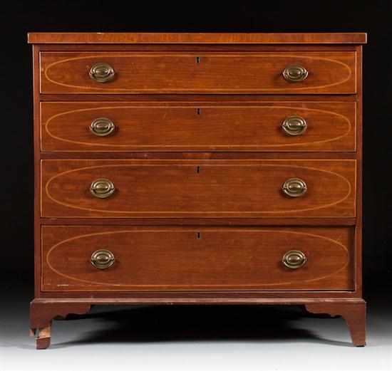 Appraisal: Federal stringer inlaid mahogany chest of drawers Delaware River Valley