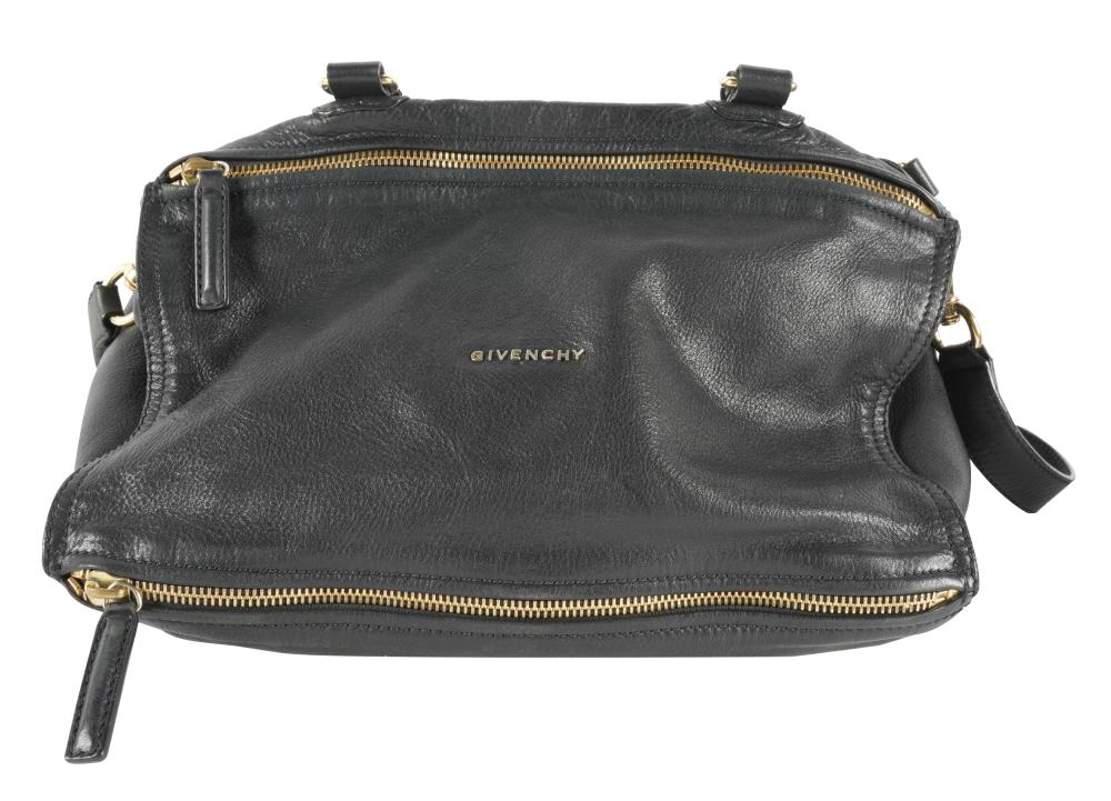 Appraisal: GIVENCHY PANDORA TOTEblack leather gold-tone hardware flap closure at top