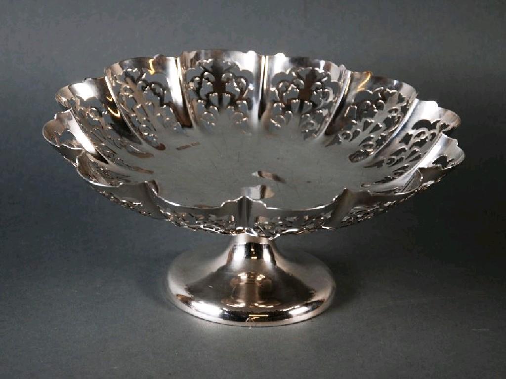 Appraisal: EARLY TWENTIETH CENTURY SILVER PEDESTAL DISH the scalloped and pierced