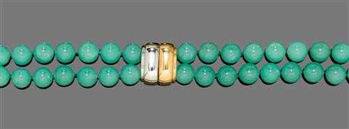 Appraisal: CHRYSOPRASE NECKLACE Fastener in white and yellow gold Casual-elegant two-row