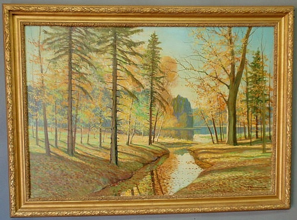 Appraisal: Wennemoes Carl Danish - oil on canvas autumn landscape painting