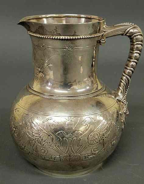 Appraisal: Fine Tiffany Co sterling silver water pitcher the handle with