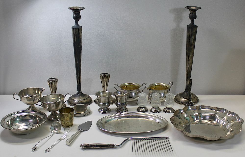 Appraisal: STERLING Miscellaneous Grouping of Silver Includes weighted sterling cigarette urns