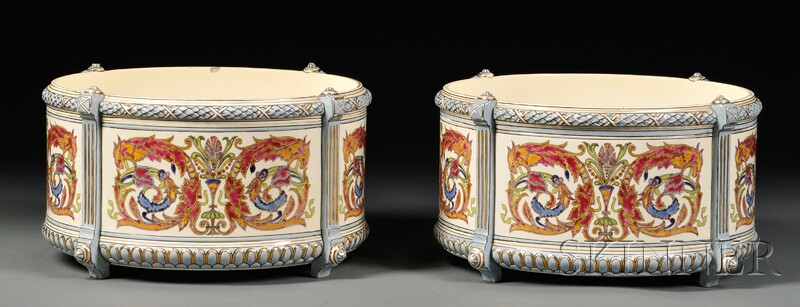 Appraisal: Pair of Fischer Budapest Porcelain Centerbowls Hungary th century each