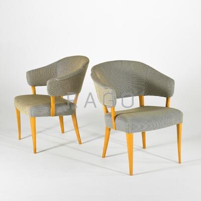 Appraisal: CARL MALMSTEN Pair of armchairs Sweden s Birch and upholstery