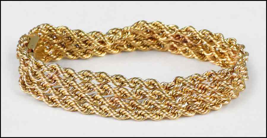 Appraisal: KARAT YELLOW GOLD ROPE RACELET Length '' Wt grams Condition