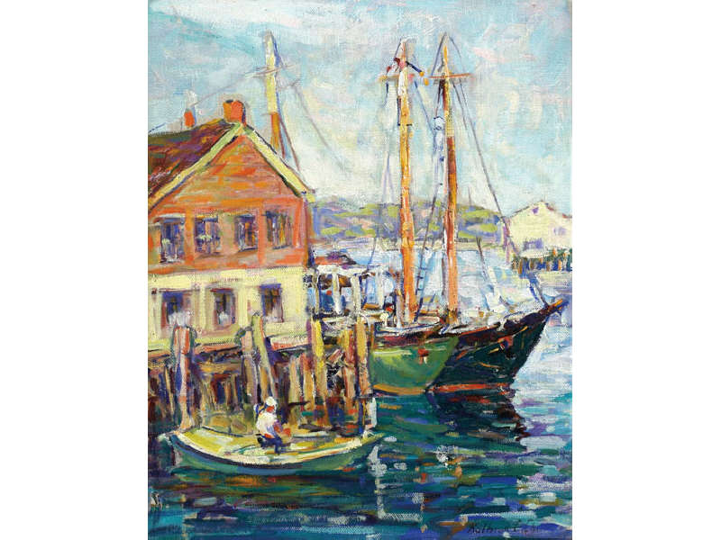 Appraisal: KATHRYN E BARD CHERRY AMERICAN - GLOUCESTER HARBOR LANDSCAPE oil