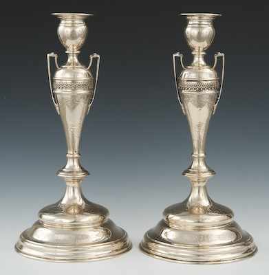 Appraisal: A Pair of Large Silver Austro-Hungarian Candleholders Vienna ca -