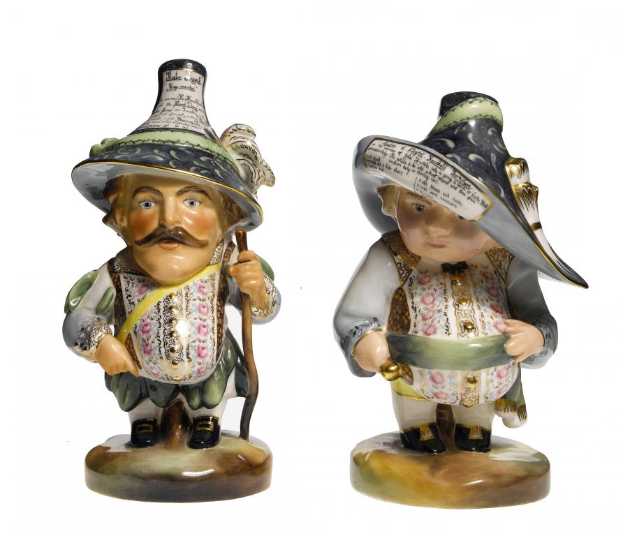 Appraisal: A PAIR OF ROYAL CROWN DERBY FIGURES OF MANSION HOUSE