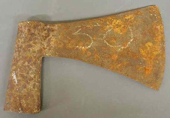 Appraisal: Early wrought iron goose-wing axe head th th c h