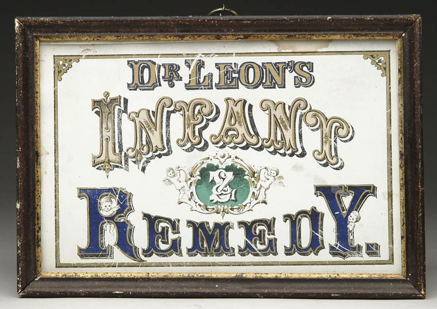 Appraisal: EARLY FRAMED LITHO SIGN FOR DR LEONS INFANT REMEDY This