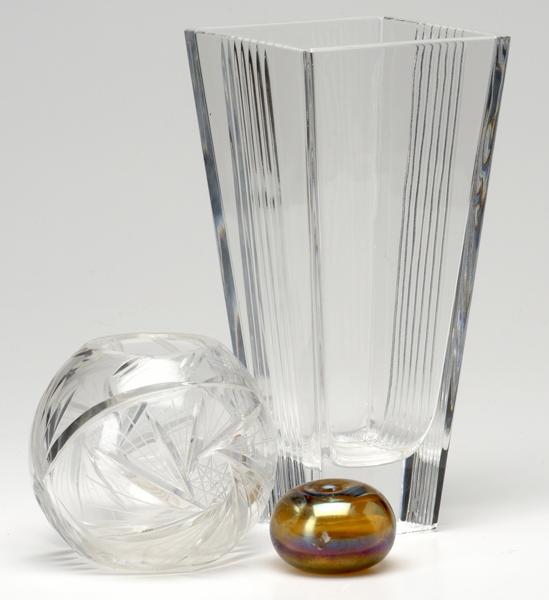 Appraisal: TIFFANY CO Etc Three pieces flaring clear glass vase with