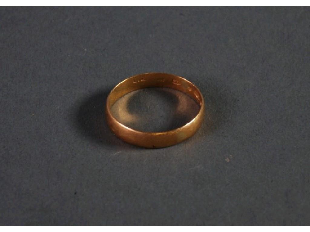 Appraisal: VICTORIAN CT GOLD WEDDING RING Birmingham gramsEST -