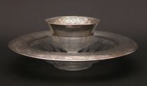 Appraisal: Sterling Silver Overlay Compote and Dish Glass dish has silver