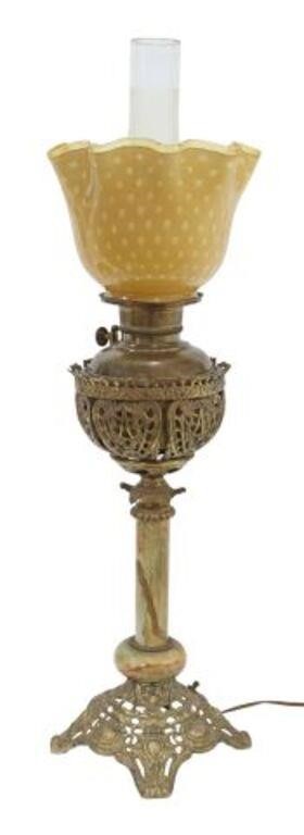 Appraisal: Victorian kerosene banquet lamp late th c now electrified cased