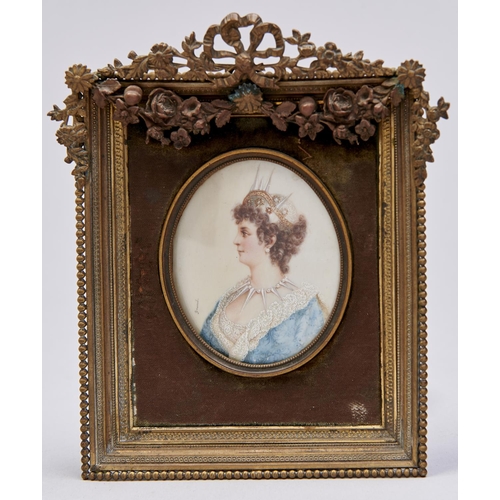 Appraisal: Two French decorative oval portrait miniatures of noble ladies c