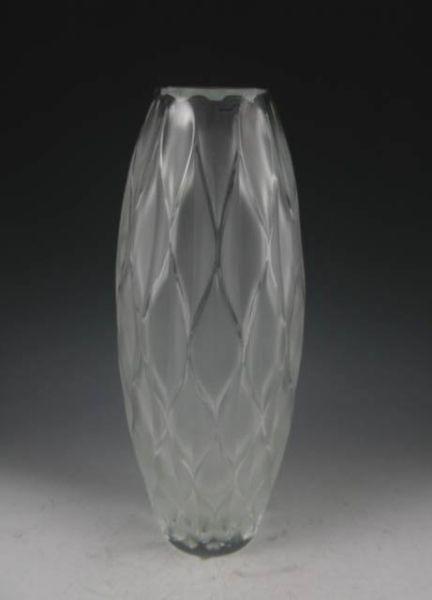 Appraisal: Lalique Faceted Vase frosted and clear of tapered form with