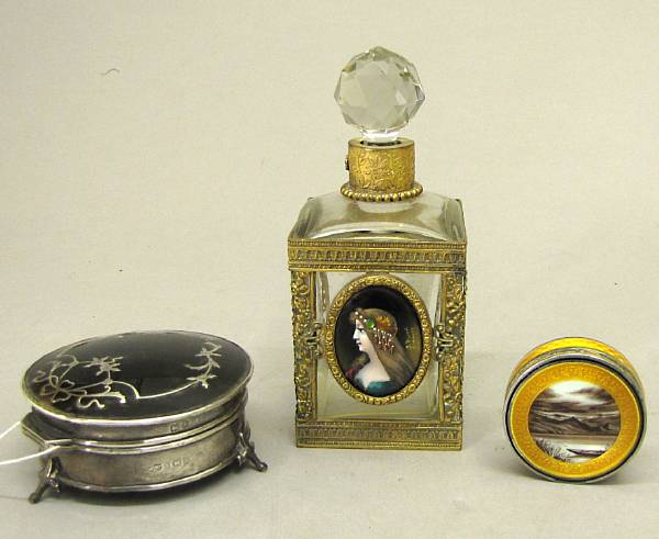 Appraisal: Three silver or enamel mounted table articles first quarter th